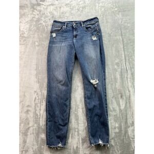 Silver Jeans Girlfriend Slim Leg Distressed Mid Rise Jean Womens Sz W30 L29 Blue